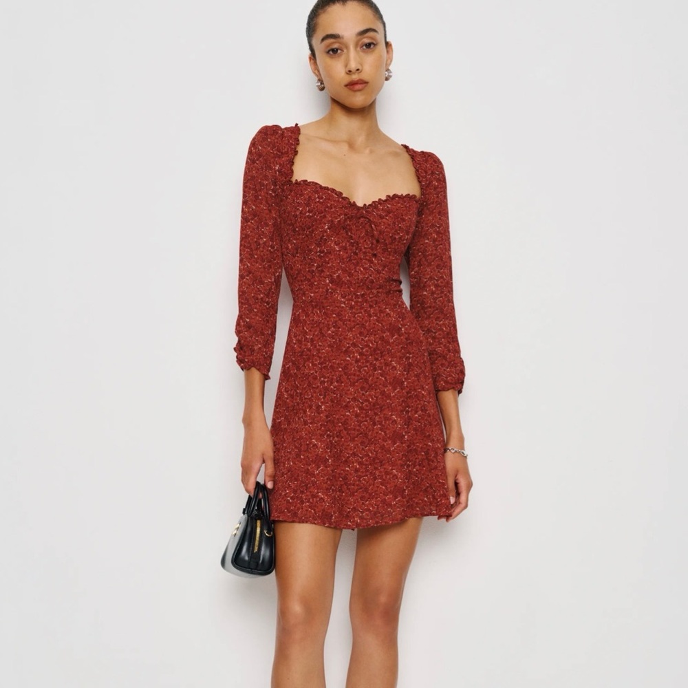 Elegant Red Floral Women's Dress